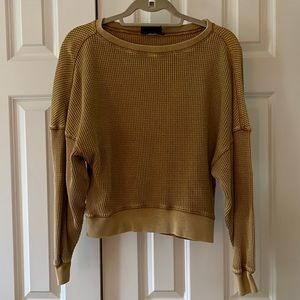Urban Outfitters mustard yellow waffle knit top